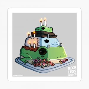 Reckless Attack Frog Stack Sticker